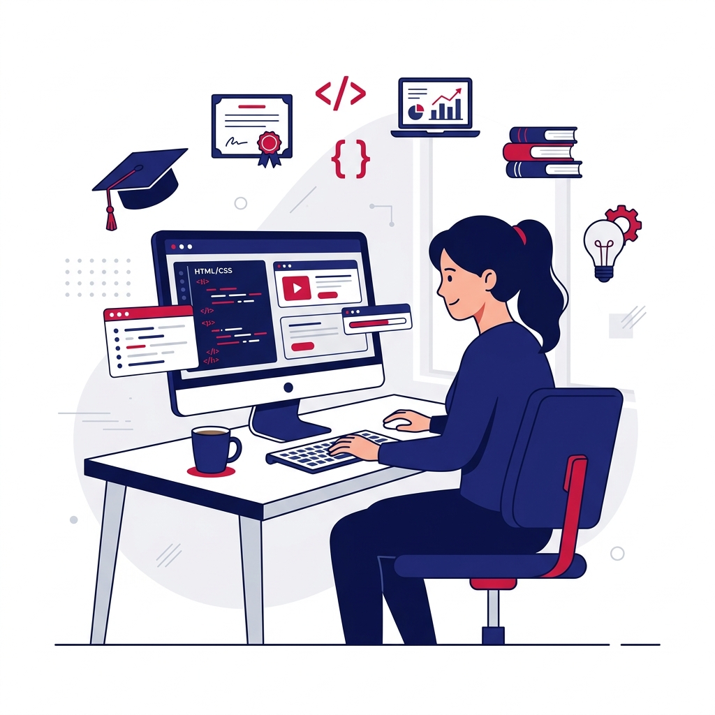 Student learning at computer